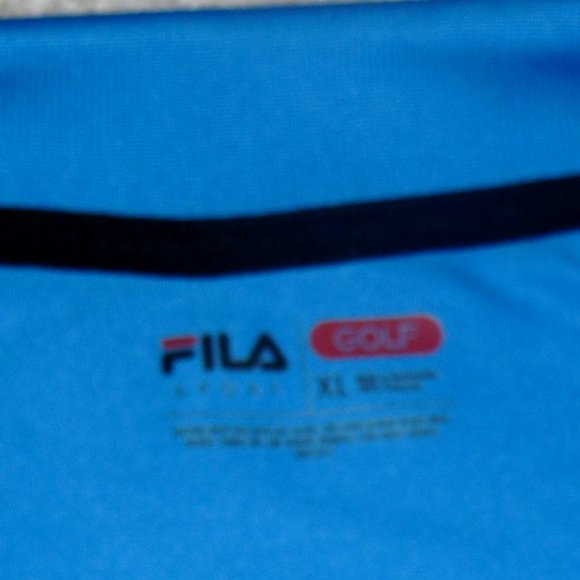 Fila Sport Golf $45 Mens Blue Black Collared Long Sleeve Shirt sz. XL New Tags - Picture 3 of 4